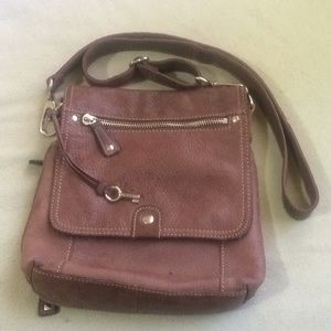 FOSSIL Brown Leather Crossbody w/Organizer